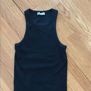 Anine Bing Black Ribbed Tank Top